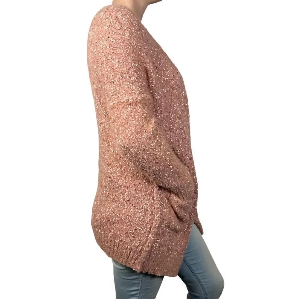 Entro Pink Fuzzy Open Front Cardigan - Picture 2 of 6